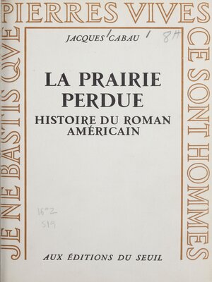 cover image of La prairie perdue